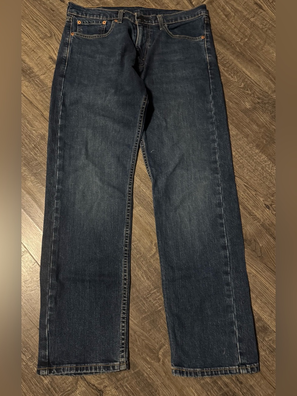 Levi’s Men’s Blue Denim Jeans Straight Regular Fit Mid Rise Dark Wash 33x30